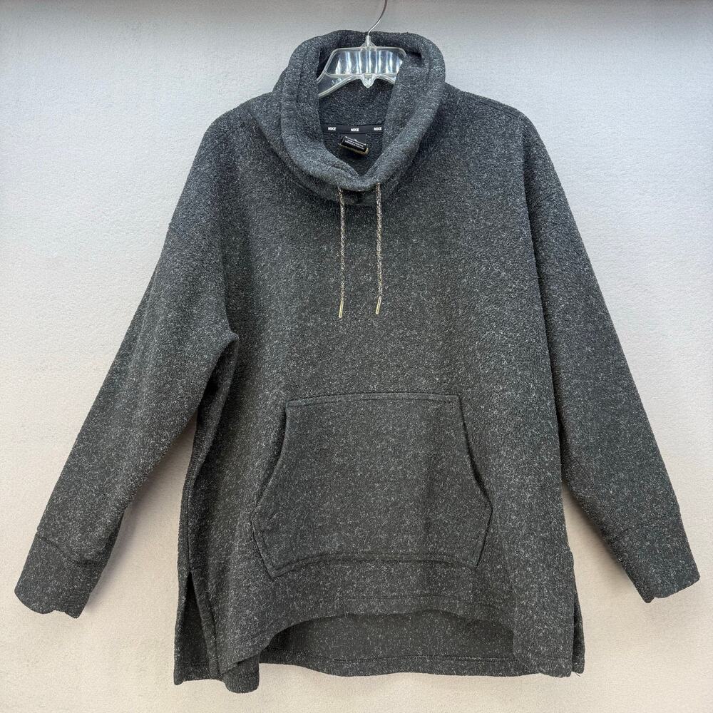Nike Therma Fleece Women's M Black Gold Sweatshirt Cowl Neck Pullover Athleisure